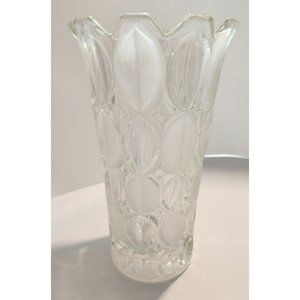 Vtg 70's Hermanova Hut Glass Ovoid Paneled Frosted Vase No.20379 Excellent Boho